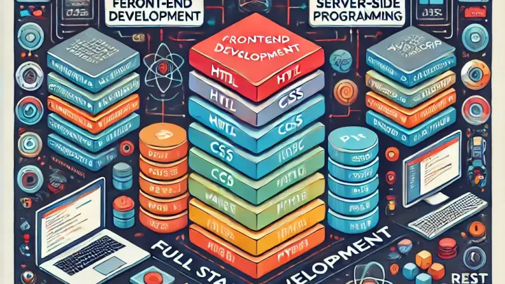 DALL·E 2024-12-15 19.08.42 - A visually engaging representation of a Full Stack Development course structure. The image features a split-screen design, with the left side showcasi-os3Pp8OLau.webp